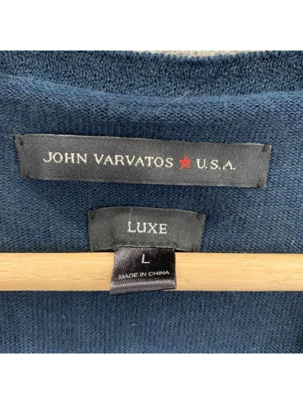 John Varvatos Sweater Mens Large Petrol Blue Merino Wool Blend V Neck Pullover